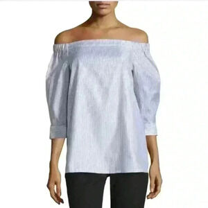 Theory Joscla Blue/White striped Mason Blouse